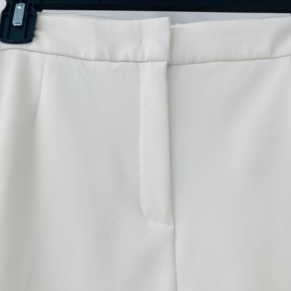Escada Turka Buckle Hem Cropped Trousers Cream Off White Pants Flat Front Sz 14 - Picture 6 of 14